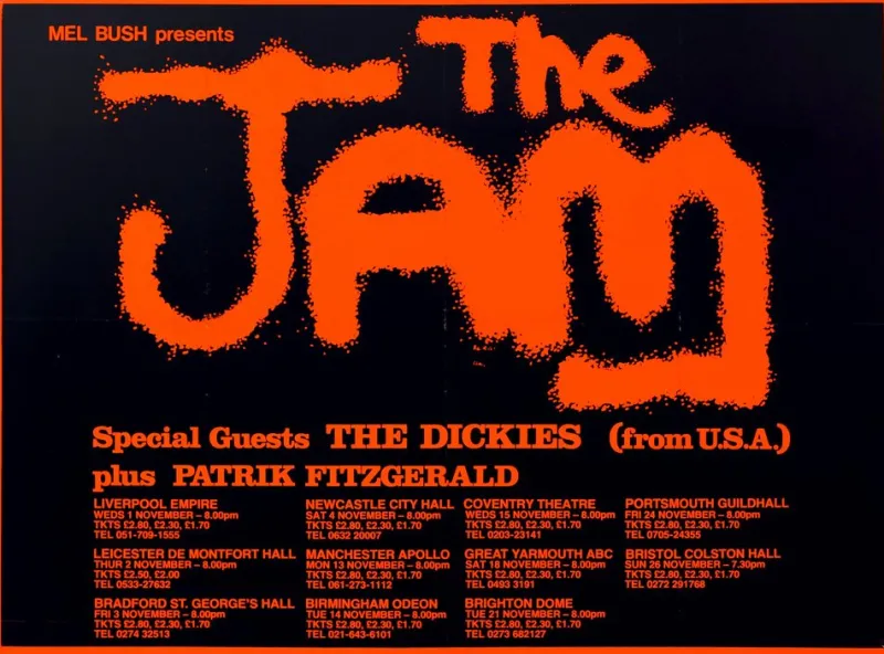 New Pamono The Jam Tour Poster, United Kingdom, 1978
