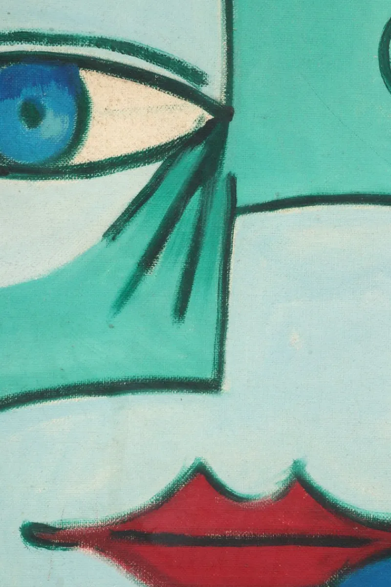 Pamono The Two Faces Painting by Michel Guérin in the style of Picasso> Abstraction