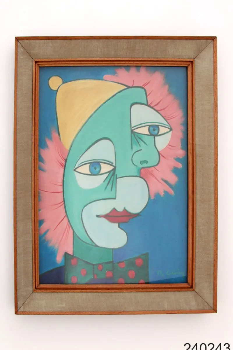 Pamono The Two Faces Painting by Michel Guérin in the style of Picasso> Abstraction