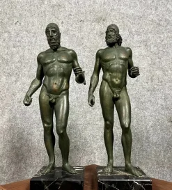 Pamono The Warriors of Riace, 20th Century, Cast Iron with Bronze Patina, Set of 2> Classical|Sculpture