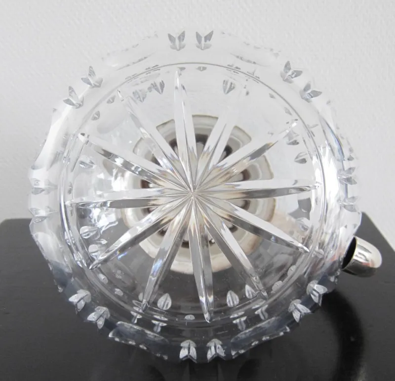 Pamono Thick Crystal and Silver Carafe from Val-Saint-Lambert, 1930s> Bottles, Carafes & Jugs