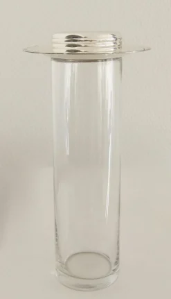 Pamono Thick Crystal and Silver Carafe from Val-Saint-Lambert, 1930s><noscript><img width=