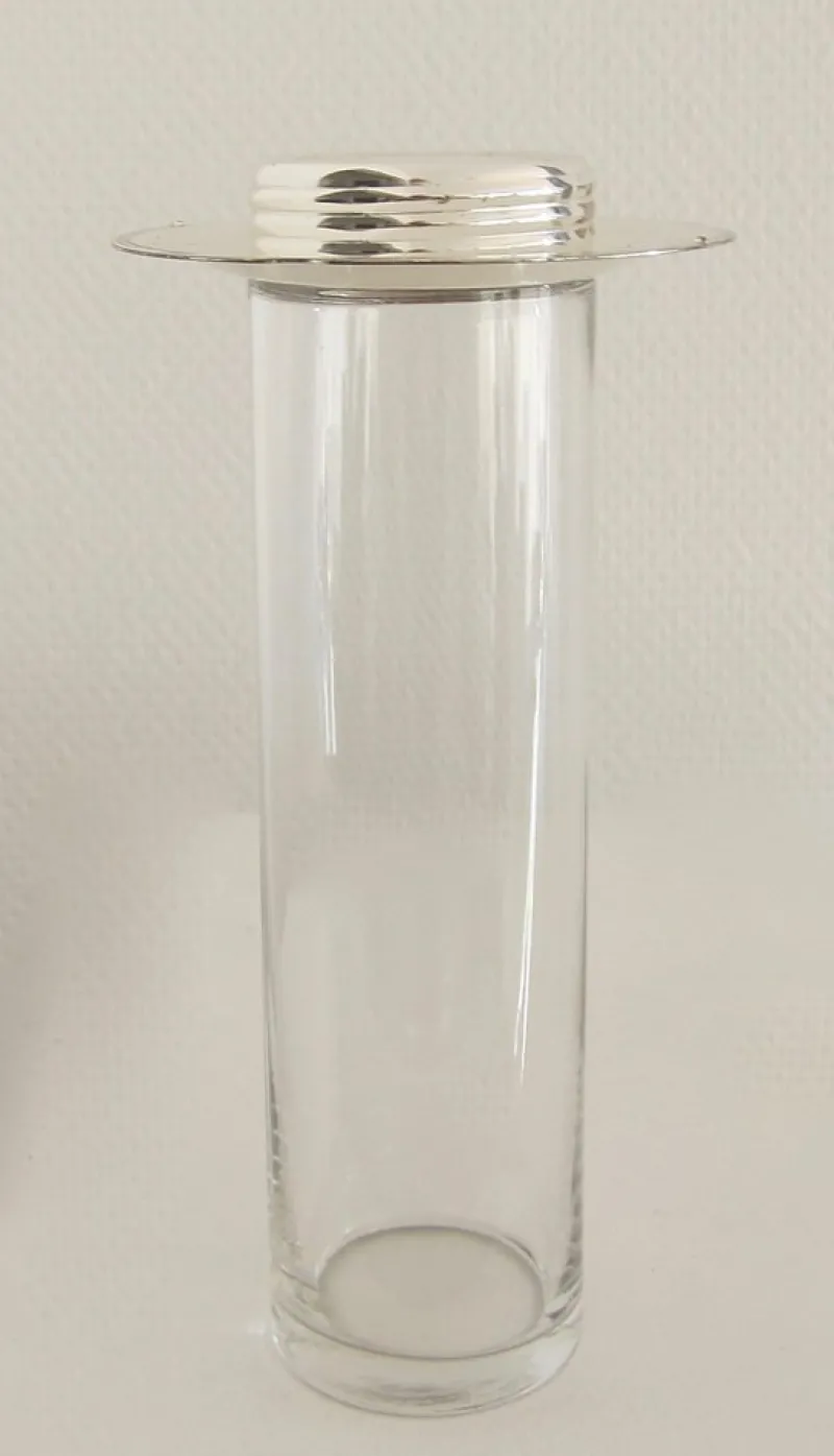 Pamono Thick Crystal and Silver Carafe from Val-Saint-Lambert, 1930s> Bottles, Carafes & Jugs