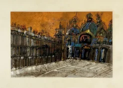 Pamono Théo Tobiasse, Venice. St. Mark's Square, Gouache on Paper