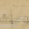 Pamono Thomas Hosmer Shepherd, Custom House, Early 19th Century, Graphite Drawing> Work On Paper