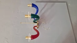 Pamono Three-Arm Wall Light in Transparent Colored Blown Glass by Gio Ponti for Venini, 1970s> Wall Lights & Sconces