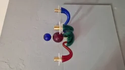 Pamono Three-Arm Wall Light in Transparent Colored Blown Glass by Gio Ponti for Venini, 1970s><noscript><img width=