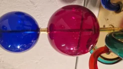 Pamono Three-Arm Wall Light in Transparent Colored Blown Glass by Gio Ponti for Venini, 1970s><noscript><img width=