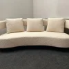 Pamono Three-Seater Sofa with Conical Legs in White Bouclé Wood, 2000s