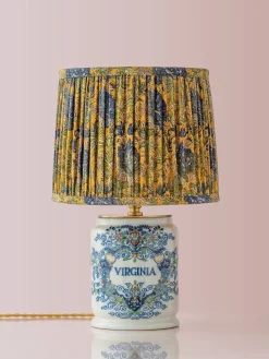 Clearance Pamono Tichelaar Makkum Delft Virginia Tobacco Jar Table Lamp, New Silk Lampshade