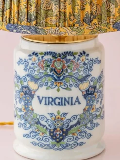 Clearance Pamono Tichelaar Makkum Delft Virginia Tobacco Jar Table Lamp, New Silk Lampshade