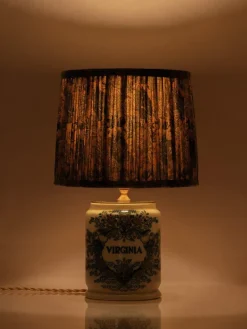 Clearance Pamono Tichelaar Makkum Delft Virginia Tobacco Jar Table Lamp, New Silk Lampshade