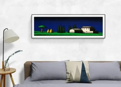 Pamono Tino Stefanoni, Casolari e cipressi I, 1990, Screenprint> Minimalist