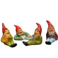 Pamono Tiny Terracotta Garden Gnomes, Germany, 1950s, Set of 4> Garden Accessories