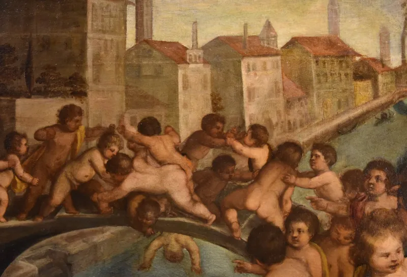 Best Pamono Tiziano Vecellio, Ponte Dei Pugni, 1600, Oil on Canvas, Framed