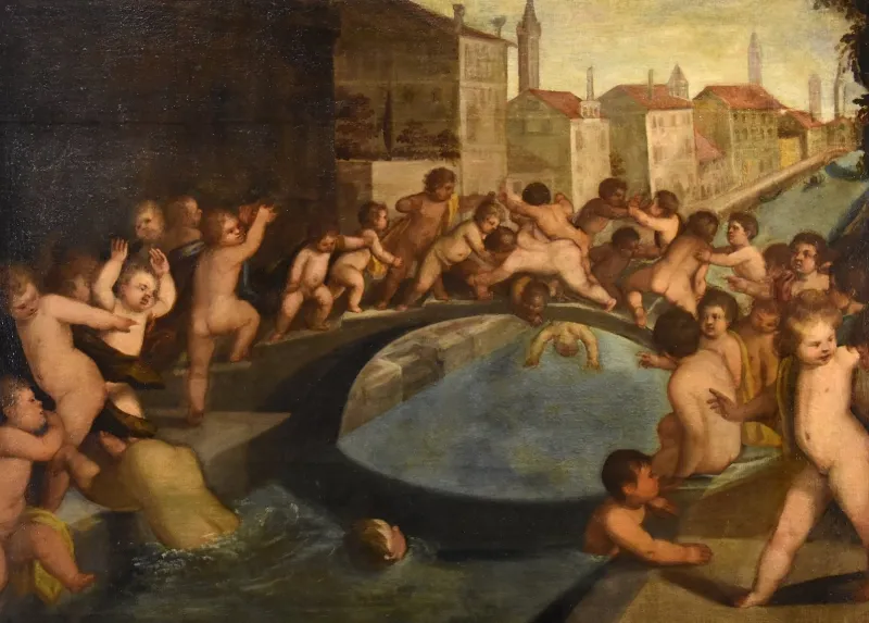 Best Pamono Tiziano Vecellio, Ponte Dei Pugni, 1600, Oil on Canvas, Framed