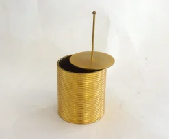 Pamono Tobacco Jar Box in Gilded Brass by Brilux for Dunhill, Switzerland, 1950s> Trunks Crates & Baskets
