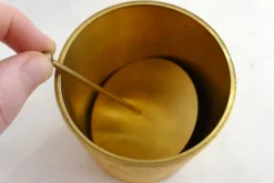 Pamono Tobacco Jar Box in Gilded Brass by Brilux for Dunhill, Switzerland, 1950s><noscript><img width=