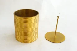 Pamono Tobacco Jar Box in Gilded Brass by Brilux for Dunhill, Switzerland, 1950s><noscript><img width=