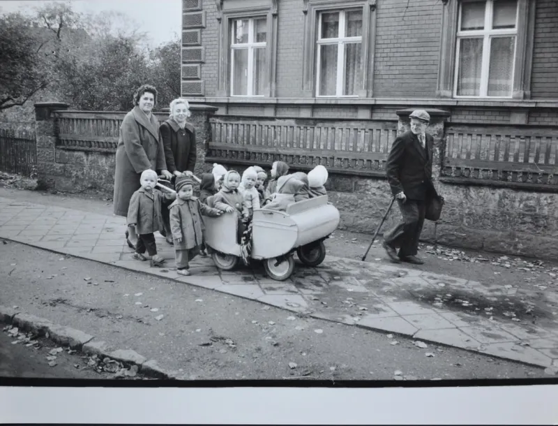 Pamono Toddlers' Excursion in a Handcart Postwar, 1950s> Photography