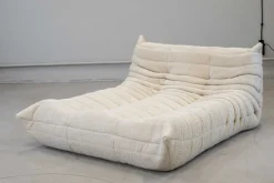 New Pamono Togo Chaise Lounge in Bouclette White Fabric attributed to Michel Ducaroy for Ligne Roset, 1974