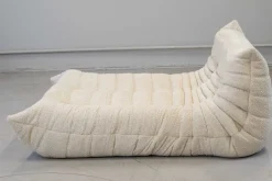 New Pamono Togo Chaise Lounge in Bouclette White Fabric attributed to Michel Ducaroy for Ligne Roset, 1974