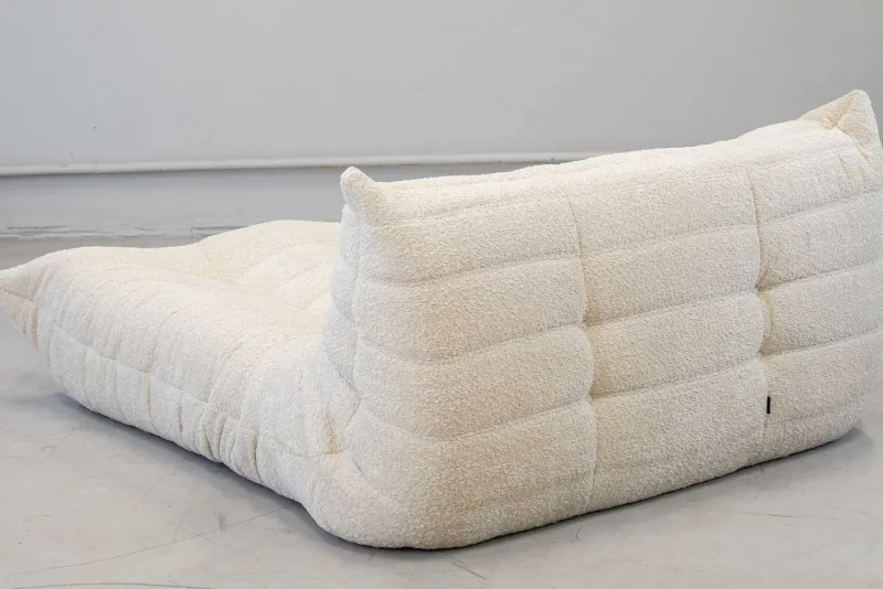 New Pamono Togo Chaise Lounge in Bouclette White Fabric attributed to Michel Ducaroy for Ligne Roset, 1974
