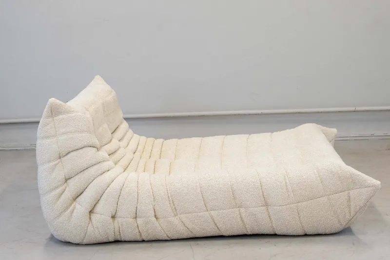 New Pamono Togo Chaise Lounge in Bouclette White Fabric attributed to Michel Ducaroy for Ligne Roset, 1974