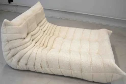 New Pamono Togo Chaise Lounge in Bouclette White Fabric attributed to Michel Ducaroy for Ligne Roset, 1974