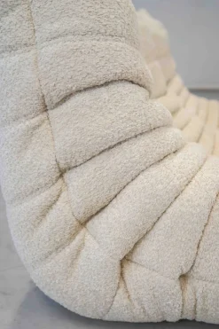 New Pamono Togo Chaise Lounge in Bouclette White Fabric attributed to Michel Ducaroy for Ligne Roset, 1974