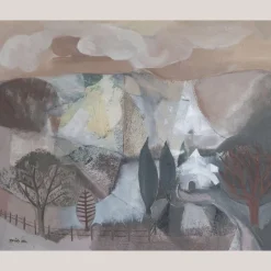 Pamono Tomàs Bel, Catalan Landscape, Mid-20th Century, Original Mixed Media> Abstraction