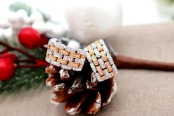 Pamono 2-Tone 18 Karat Gold Earrings with Diamonds and Omega Clasps, Set of 2> Earrings