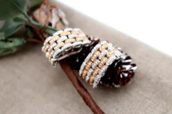 Pamono 2-Tone 18 Karat Gold Earrings with Diamonds and Omega Clasps, Set of 2><noscript><img width=