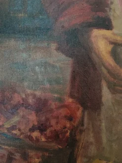 Clearance Pamono Tonino Manna, Femme au Marché, Oil on Canvas, Framed