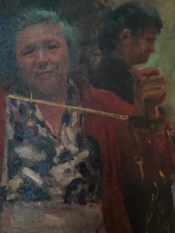 Clearance Pamono Tonino Manna, Femme au Marché, Oil on Canvas, Framed