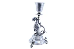 Clearance Pamono Toothpick Holder in the Shape of a Mythical Figure Holding a Chalice and Resting on an Engraved Base with Three Mythological Feet