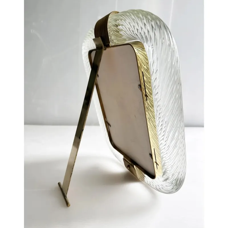 Outlet Pamono Torchon Picture Frame in Murano Glass and Brass by Simoeng