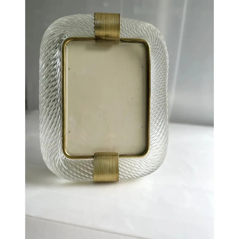 Outlet Pamono Torchon Picture Frame in Murano Glass and Brass by Simoeng