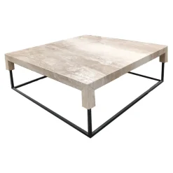 Clearance Pamono Tossa Coffee Table in Polished Italian Daino Marble and Black Painted Iron Frame by Joaquín Moll