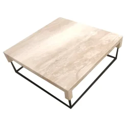 Clearance Pamono Tossa Coffee Table in Polished Italian Daino Marble and Black Painted Iron Frame by Joaquín Moll