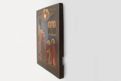 Pamono Traditional Religious Icon with Saint Healing a Sick Person, 1800s, Tempera on Wood><noscript><img width=