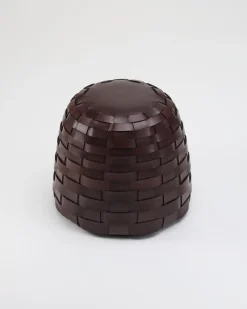 Discount Pamono Trama Pouf in Chocolate-Colored Leather by Viola Tonucci
