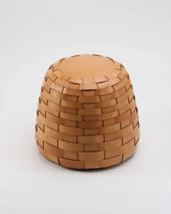 New Pamono Trama Pouf in Natural Leather by Viola Tonucci