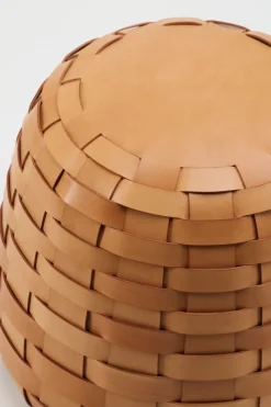 New Pamono Trama Pouf in Natural Leather by Viola Tonucci