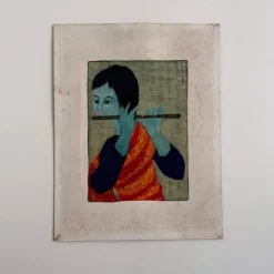 Hot Pamono Tran Long, Flute Player, 20th Century, Acrylic on Paper