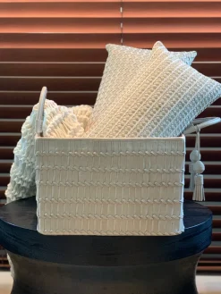 Sale Pamono Trancoso Indochina Croco Woven Leather Basket by Elisa Atheniense Home