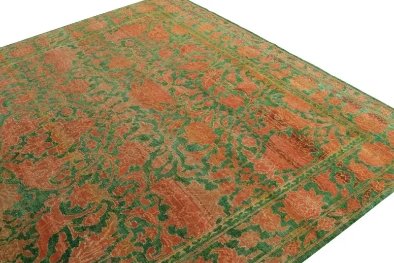 Pamono Transitional Style Silk Rug with Floral Pattern from R&K Principal Jahanshah Nazmiyal> Carpets & Textiles|Carpets & Textiles
