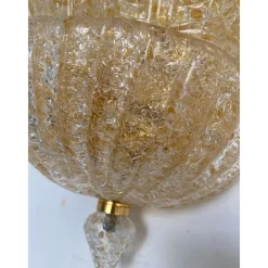 Pamono Transparent and Gold Graniglia Leaf Murano Glass Wall Sconces by Simoeng, Set of 2> Wall Lights & Sconces