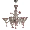 Best Pamono Transparent and Pink Murano Style Glass Chandelier with Flowers and Leaves from Simoeng