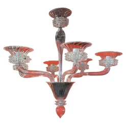 New Pamono Transparent Murano Glass Chandelier with Trasparent Rostrato Boubeches by Simoeng